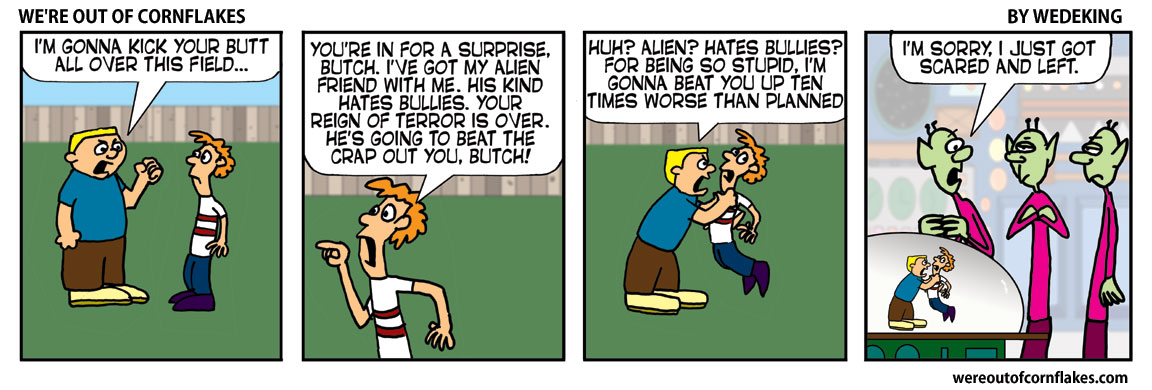 Kid brings alien to fight bully